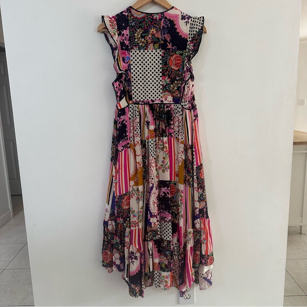 Anthropology Patchwork Multicolor Midi Dress Sz 6 - image 7